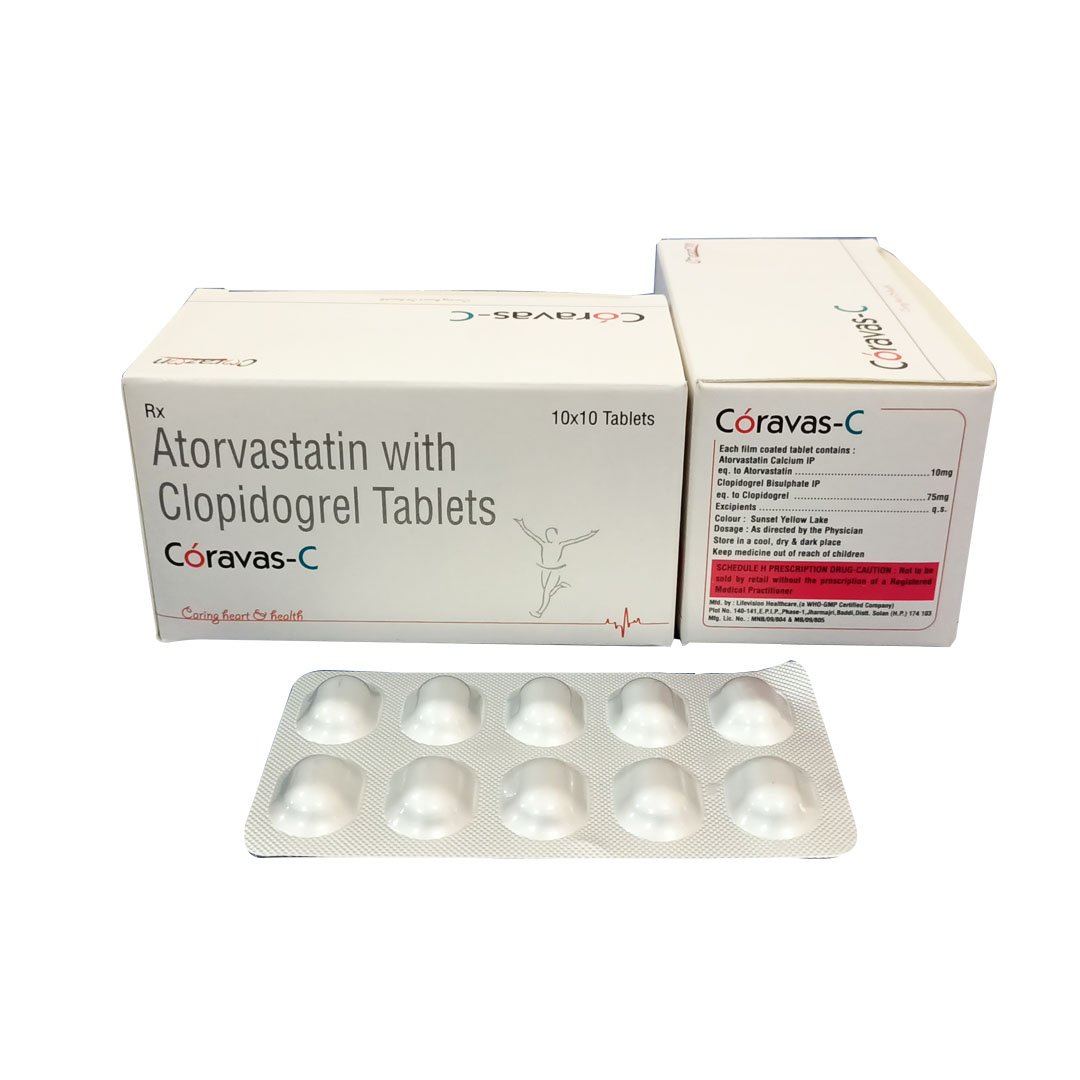 Atorvastatin 10 mg with Clopidogrel 75 mg Tablets