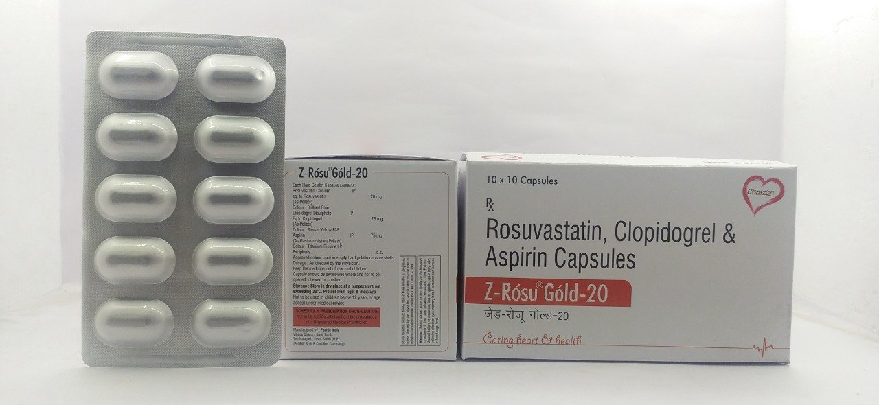 Rosuvastatin , Clopidogrel, & Asprin Capsules | Z-Rosu Gold -20